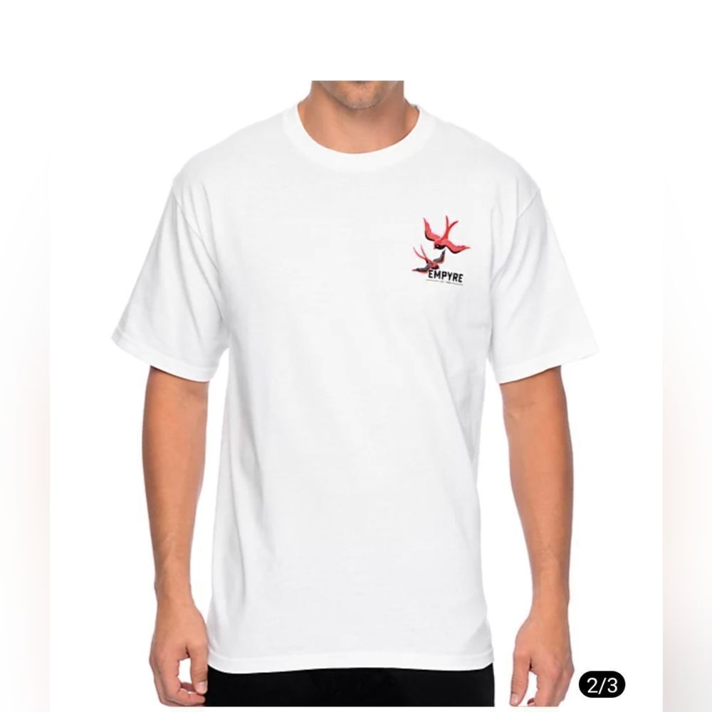 Empyre Swallows And Roses White T-Shirt Men's Medium